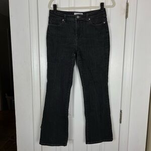 Chico's Platinum Washed Black Denim Straight Boot Quartz Jeans